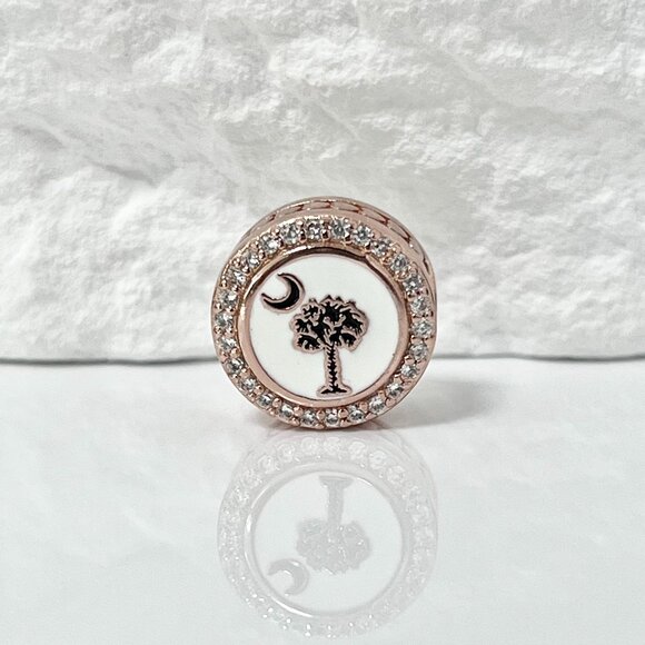 Pandora Charleston SC South Carolina Flag Rose Gold Plating Bead Charm - Picture 1 of 4